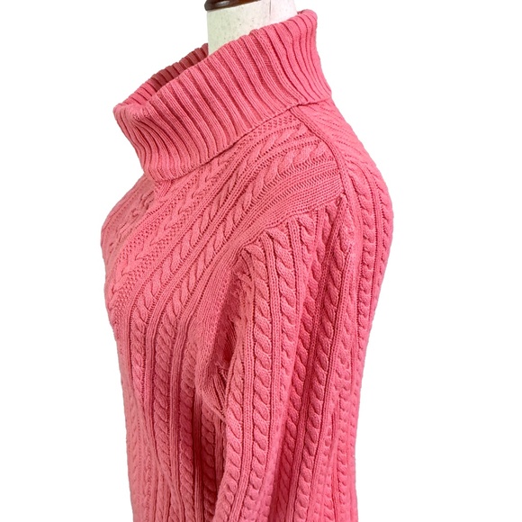 Plus Size 1X Amazon Essentials Cable Turtleneck Sweater — Coral Pink - Picture 6 of 6